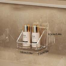 1 pièce Boîte de rangement sur plateau, petit organisateur de tablette flottante de salle de bain adhésive, convient pour la salle de bain, le miroir, le mur, le comptoir, transparent