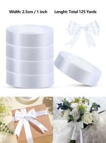125 Yards/1 Inch Single-Sided 31-Color Solid Color Satin Ribbon Set, 125 Yards/1 Inch Wide Per Roll, Various Ribbons Suitable For Gift Wrapping, Christmas, Weddings, Parties, Flower Decorations