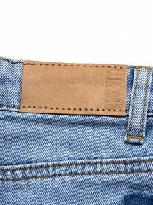 时尚男童破洞可调节腰部猫须水洗牛仔短裤 - 淺色水洗藍 - 查看 10