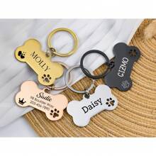 1 Pc Stainless Steel Bone Dog Tag With Dog Paws Hollowed, Laser Engraved Name Dog Tag For Dogs, Custom Dog Collar Tag, Pet Gifts Ornamental,Engraved,Stainless Stylish,Fashion,Colorful,Vintage,Cute,Contracted,Cuties Custom,Unique,Customized,Personalized Pet For Anniversaries,For Birthdays