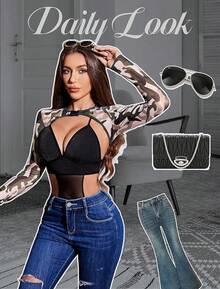 Rave Outfits For Women Festival Sexy Lingerie Bodysuit Buckle Shrug Crop Top Set