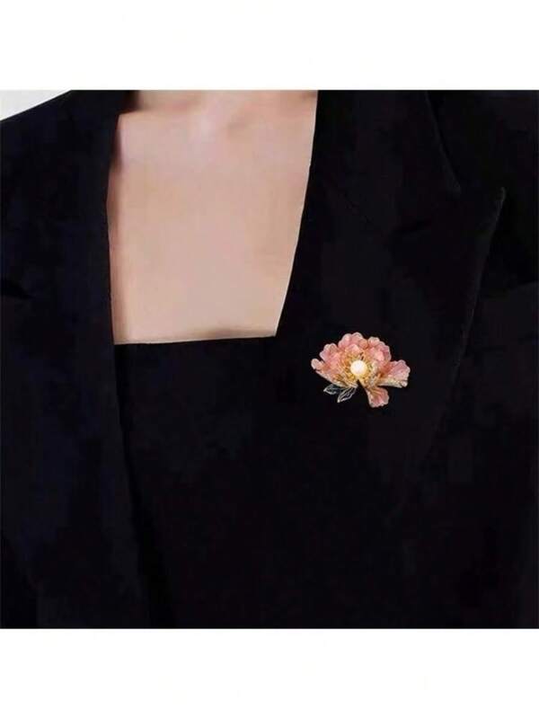 1 pieza Elegante broche de flor de gota con incrustación de piedras de Rin, accesorio para mujer para traje, decoración de abrigo, vestido del Día de San Valentín, prendido en bolsillo
