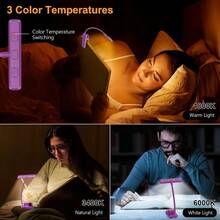 Local Delivery--19 LED Rechargeable Book Light For Reading In Bed With Memory Function- Eye Caring 3 Color Temperatures,Dimming Brightness,80 Hrs Runtime Lightweight Clip On Light For Book Lovers - Dark Purple - 查看 3