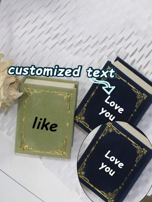 1/2/5 Pcs Customized Retro Mini Ring Box; Magnetic Flip Cover; Proposal Ring Gift Box; Exquisite And Compact Ring Box; Text Customization; Book Shaped Ring Storage Box; Romantic Gifts For Mother, Wife, And Girlfriend; Creative Gifts For Mother's Day. Back To School