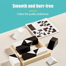 Educational Hiding Blocks Puzzle For Ages 3+ - Brain - Boosting 2 - Player Challenge With 370 Question Cards - Black and White - View 2