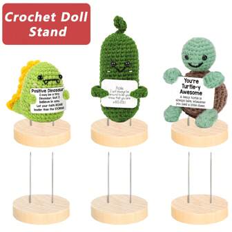 10 pièces Supports d'affichage de crochet positifs, bases de poupée en bois réglables, support d'affichage en lot, supports de poupée au crochet décoratifs pour figurines d'émotion/tortue au crochet positive/pomme de terre au crochet positive/cornichon au crochet positive