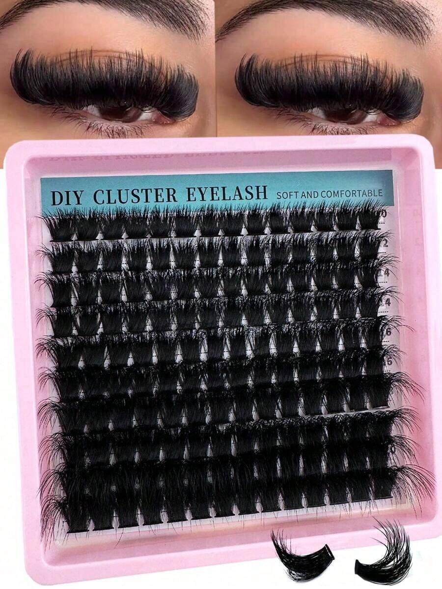 200pcs/150pcs/140pcs/100pcs Luxury Fluffy 8D Faux Mink Lashes - Mixed 10-18mm Length, 0. 07mm Thickness, Russian D Curl, Volumizing & Reusable Dramatic Lashes, Easy For Beginners - 10 Trays (60D/80D/100D/120D/160D/200D Variety Pack) Lash Clusters, Eyelash Clusters, Individual Eyelashes, Lashes, Fake Lashes - D - 查看 1