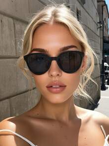 Personalisierte Hot-Girl-Stil technologische 1 Stück runde Plastikrahmen verspiegelte reflektierende Modebrille, für Frauen-Straßenfotografie, Urlaubsoutfits, Geschenk, Partydekoration geeignet für alle Gesichtsformen für Sommerurlaub, Outdoor, Reisen