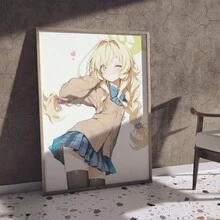 1 Pc Canvas Painting,Anime Girl, Long Blonde Hair, Pigtails, School Uniform, Blue Skirt, Wall Art, Different Sizes ,Wood Framed Painting (1) Thickness 2.5 Cm/ 1 Inch-Home Decoration For All Occasions,Ideal New Year, Valentine's Day,Thanksgiving,Easter,Christmas Gift,Room Decoration Aesthetic,Wall Decoration Art,Perfect Gift,Autumn And Winter Wall Decoration,Living Room Decoration, Bedroom Decoration, Kitchen Decoration, Entry Decoration, Bathroom Decoration, Direct Wall Painting, High Quality Wall Painting Poster,Modern Home Decoration Stretched And Framed Ready To Hang - Black - View 7