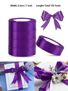 125 Yards/1 Inch Single-Sided 31-Color Solid Color Satin Ribbon Set, 125 Yards/1 Inch Wide Per Roll, Various Ribbons Suitable For Gift Wrapping, Christmas, Weddings, Parties, Flower Decorations