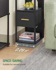 Hzuaneri Mesita de noche estrecha con 1 cajón de tela, mesita de noche con compartimento abierto, moderna, para dormitorio, salón, 30 x 24 x 60 cm