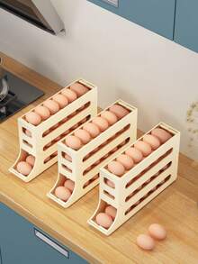 4-stufiger Kühlschrankeiereinsatz, automatischer Rollei-Eier-Behälter, rutschfeste Eierlagerbox, Küchenregal-Organizer