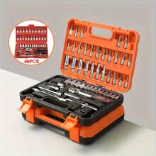 Caja de herramientas multifuncional, juego de herramientas de reparación de automóviles: Dados, destornilladores, llave de trinquete, adecuado para instalación en el hogar, reparación de electrodomésticos, mantenimiento de automóviles. Fabricado en acero de aleación de alta dureza, portátil, excelente regalo para amigos o esposo