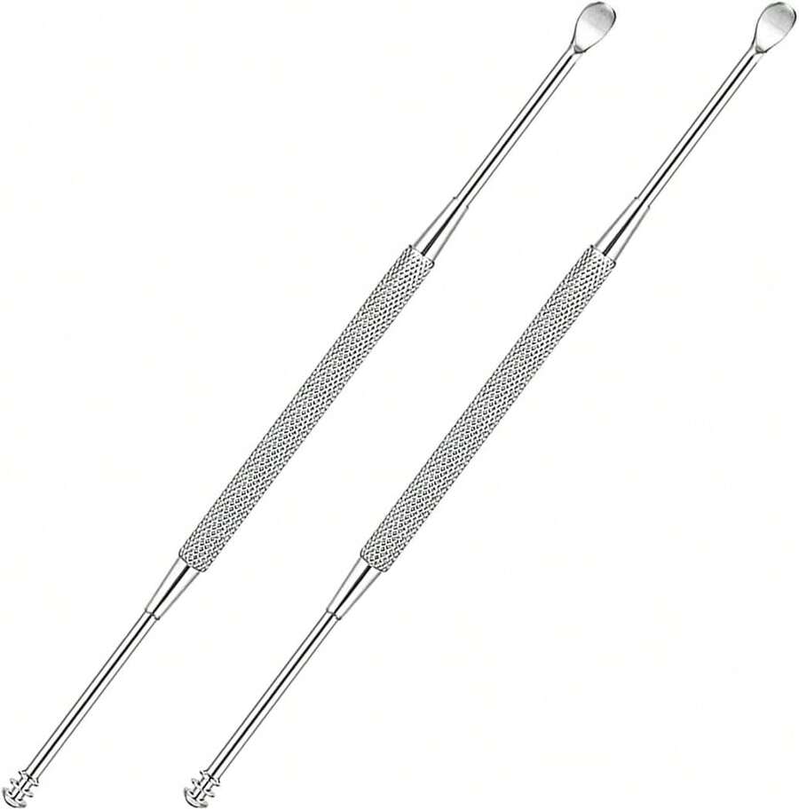 2 Pack - Stainless Steel Ear Spoon Portable Double-Ended Ear Pick Ear Wax Removal Tools Cleaning Ear Cleaner Spoon Ear Clean - 1 - Xem 1