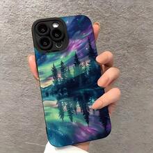 Northern Lights Aurora Breathtaking View Aesthetic All-Inclusive Shockproof Phone Case, Stylish And Durable TPU Mobile Phone Protective Cover, Compatible With IPhone 11/12/13/14/15/16 Pro Plus Pro Max - Black - View 2