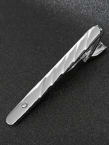 1 pieza Pinza de corbata formal plateada para hombre, barra de corbata de moda adecuada para corbata regular, corbata de boda, corbata de negocios, accesorio de moda para hombre - Plateado - Ver 22