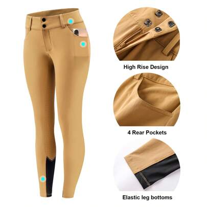 baleaf بنطلون ركوب للنساء مع مقعد كامل - بريس استرقاقية لركوب الخيل، بسير خصر عالي بجيوب وقبضة سيليكون