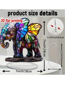 2D Bohemian Style Acrylic Elephant Decoration, Very Suitable For Christmas, Valentine's Day, Father's Day, Graduation, Office And Home Decoration