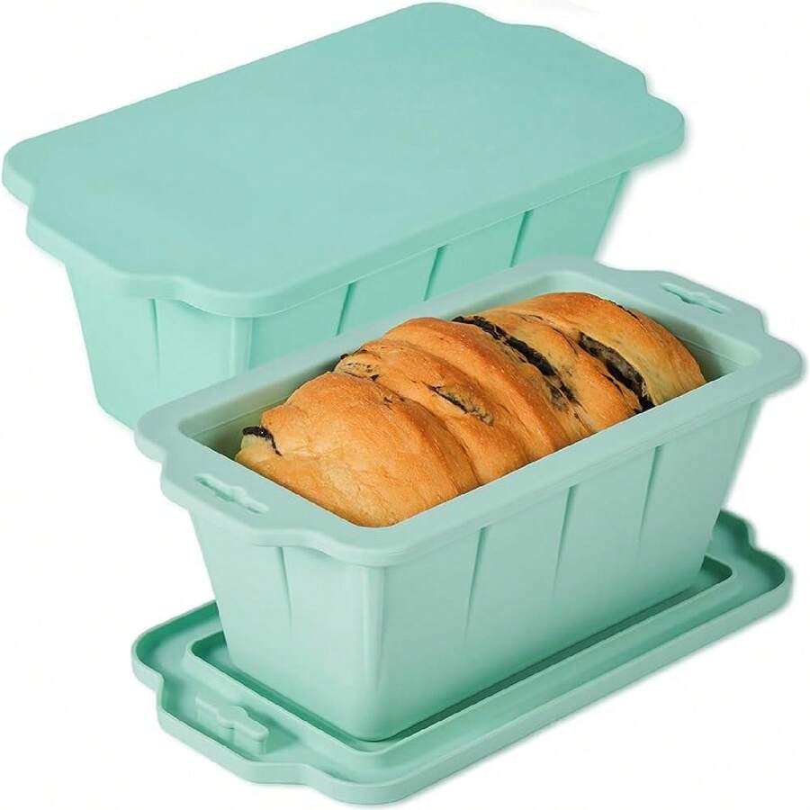 Silicone Bread Loaf Pan Baking Molds With Lid, 4Lb Large Capacity Set ...