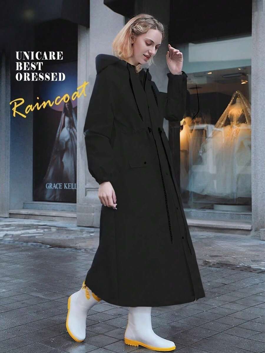 Fashionable Raincoat, Women's Raincoat, Thickened Raincoat, Waterproof Poncho, Multi-Functional Raincoat, Outdoor Activity Raincoat, Cycling Raincoat, Travel Raincoat, Hiking Raincoat - Black - View 1