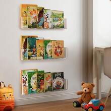 1pc Acrylic Wall Mounted Magazine Rack, Colorful Display Stand, No-Drill - White - View 2