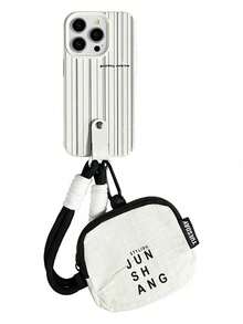 PU 皮革手机挂绳项链带，可调节、可伸缩、多功能手机壳支架，耐用便携，情侣款 - 長繩+短繩+白色包 - 查看 6