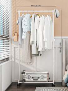 1pc Large Household Bestselling Simple Movable Coat Rack,Balcony Clothes Drying Rack,Floor Standing Storage Rack For Shoes & Hats