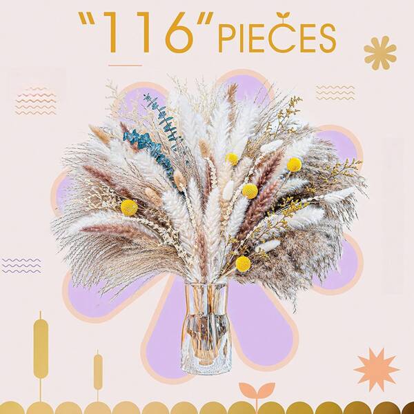 166 Pieces Of Dried Flowers And Floral Decoration - Bohemian Style Dried Flowers Decoration Layout - Suitable For Wedding Dining Table Home Rustic Decoration,Fall Decor,Autumn