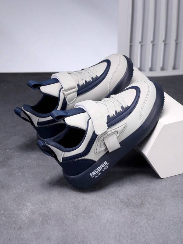 Kids Leather Sport Shoes, Boys Thick Sole Lightweight Casual Running Sneakers, Suitable For All Seasons Including Leisure And Running