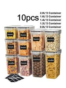 4/7/10/15/18/21pcs Storage And Organization,Labeled And Marked Airtight Food Storage Containers And Condiment Jars - Keep Grains, Flour, Salt, Pepper And Sugar Fresh - A Dishwasher-Safe Kitchen Pantry Organization And Storage Solution,Funny Stocking Stuffers,Stocking Stuffers For Adults, - Đen và trắng - Xem 11