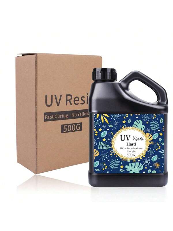 1 pièce 500g/1000g Kit de résine transparente dure aux UV, résine époxy transparente cristal pré-mélangée et durcie aux UV pour la fabrication de bijoux, durcissement rapide