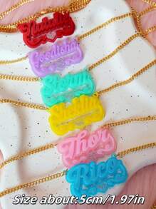 1 PC Colorful Acrylic Nameplate, Custom Necklace, Bling Name Necklace, Nameplate Necklace, Personalized Nameplate, Mother Day Gift, Gift For Her