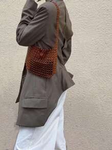 Bolso de mano acrílico hecho a mano con cuentas, inspirado en el estilo vintage, con 3 opciones de color ¡Incluye bolsillo interior!