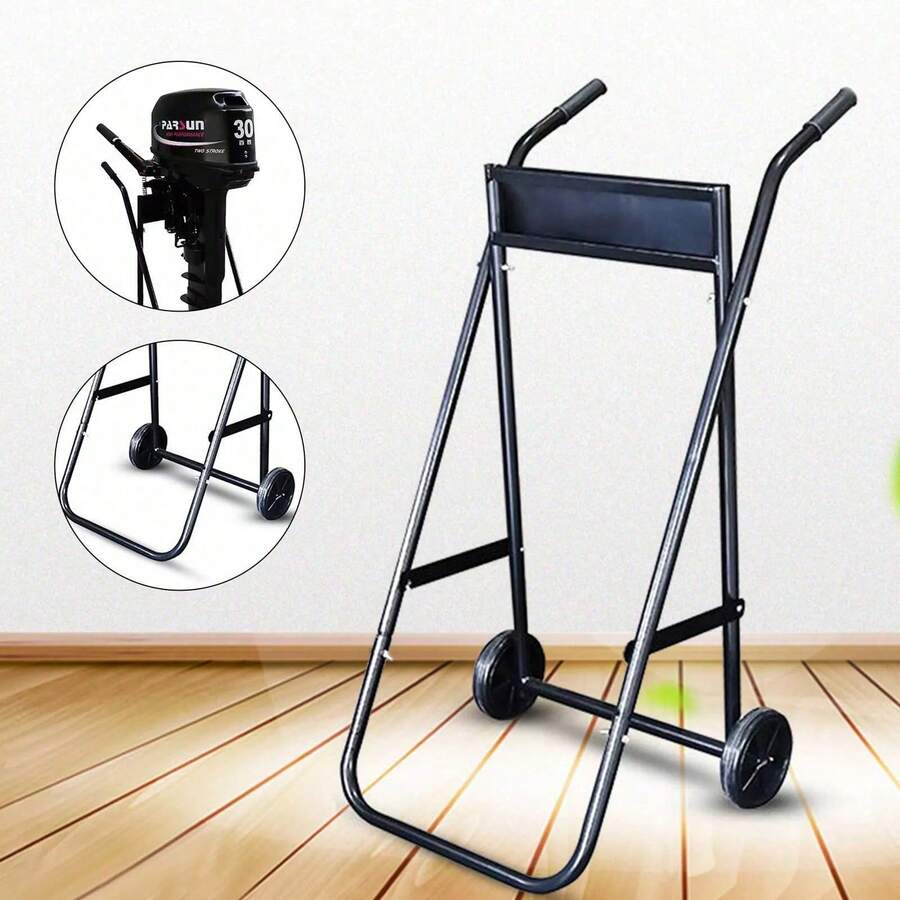 OUKANING Supporto per motore barca fuoribordo da 50 kg, carrello trasportatore, scaffale di stoccaggio resistente - nero - Visualizzare 1