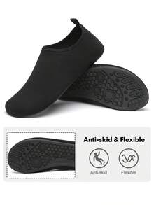 Leisfit 女士超轻沙滩/水鞋，防滑浮潜赤脚灵活游泳鞋，成人水上凉鞋 - 柔软防水，适用于专业防滑水鞋和室内/室外运动鞋，适合海滩、游泳、潜水和浮潜 - 黑色 - 查看 6