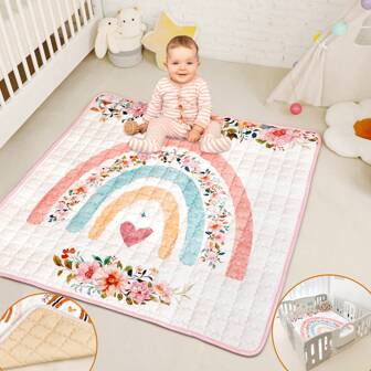 Speelmat voor baby's op de vloer, GFU antislip 50x50 boxmat, dikke eendelige kruipmat blauw, opvouwbare en machinewasbare speelmat voor baby's voor jongens