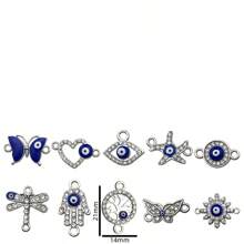 10pcs Alloy Zirconia Dainty Butterfly Blue Eye Bracelet Jewelry Pendant Charms For DIY Necklace Bracelet Jewelry Making Accessories