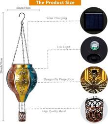 Starsoul Hot Balloon Solar Lantern With Flower Projection Metal Outdoor Waterproof Hot Balloon Solar Lights Hanging Lantern For Garden Yard Patio Decor - Metal-dragonfly - View 2