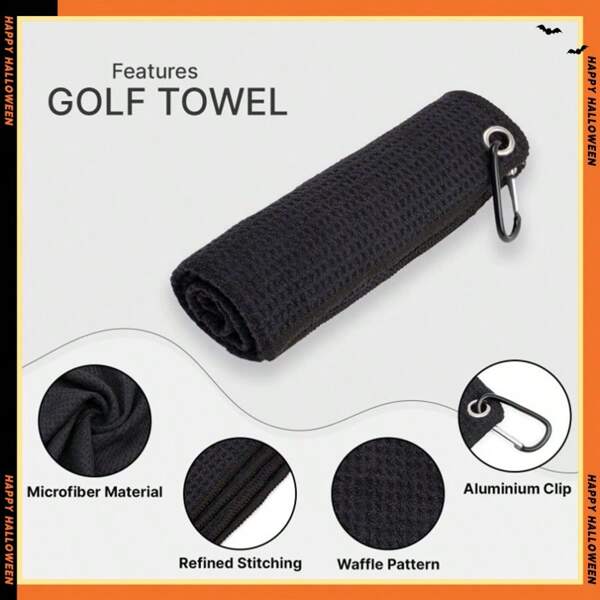 Toalla de golf, toalla deportiva para exteriores, absorbente y de secado rápido, fibra ultrafina con patrón de waffle y piña, con gancho