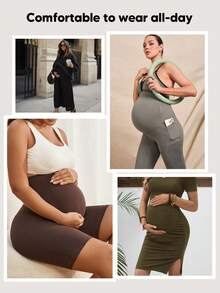 高弹力孕妇七分紧身裤，适合日常穿着