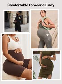Mallas capri de maternidad con elástico bajo el vientre, aptas para uso diario