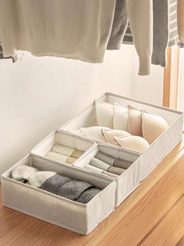 4pcs/1pc Foldable Underwear Storage Box, Space Saving Storage Basket, Wardrobe Organizer, Underwear Socks Storage Basket, Drawer Storage Accessories, Portable, Home Decoration, Bedroom And Apartment Accessories,4/1pc For Choose,Mother's Day,Gift For My Mother,Back To School Supplies, Back To School Season Supplies