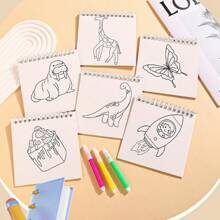1 szt./6 szt. Mini kolorowanka do rysowania, kolorowanka do zabawy z graffiti, prosta kreskówkowa książka do rysowania linii, materiały edukacyjne dla przedszkolaków, 6 głównych motywów z 300 wzorami, bogata zawartość, odpowiednia do długopisów akwarelowych/markerów/ołówków/kredek itp., idealne prezenty do rysowania, powrót do szkoły