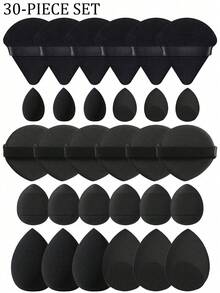 50/40/30/20/10/5件套化妆套装，包含：10个液体美妆蛋+10个迷你液体美妆蛋+10个三角散粉扑（适用于散粉和底妆）+10个气垫粉扑（适用于面部彩妆）+10个迷你气垫粉扑（适用于遮瑕膏和粉底霜）。混合美妆蛋，化妆品，价格实惠，梳妆台，卧室，化妆配件，粉扑，美妆蛋，粉扑，化妆海绵，价格实惠，圣诞礼物，化妆品，化妆工具，便宜好物，礼物，女士礼物，圣诞礼物 - 黑色 - 查看 12