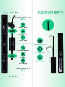 Lashsun 1170pcs D Curl High Capacity Lashes Kit, 9 Styles Mixed Length Lash Volume&Fluffy Eyelash Clusters Kit Comes With Bond&Seal, Lash Remover, Lash Brush,Headband Wristband And Tweezers - màu đen - Xem 6