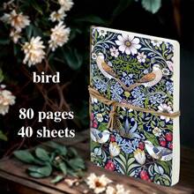 1pc, 32K,80pages,Flower Bird Sketchbook, Portable Travel Sketchbook, Marker Pen Diary,Bandage Pendant, Blank Picture Book, Artwork, Hand Drawn DIY, Planning And Artistic Creation, Suitable For Colored Pencils, Oil Paints, Charcoal Pencils, Marker Pens,Prize,Perfect Gift,Back To School,School Supplies
