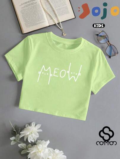 Novo estilo de verão, camiseta esportiva fofa e confortável de algodão puro para meninas, gola redonda, estilo universitário, linda camiseta de rua de manga curta, sucos fofos de desenho animado, fatias de limão, estampa de padrão de slogan de letras