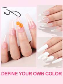 coscelia 4PCS Acrylic Nail Kit-8G Acrylic Powder & 30ML Acylic Nail Liquid No Needed Nail Lamp, 8G Pink White Clear Acrylic Powder Long Lasting For Acrylic Extension Or Acrylic Carving For Women DIY Acrylic Nails