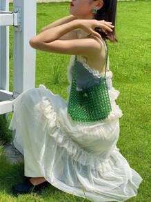 Bolso de mano acrílico hecho a mano con cuentas, inspirado en el estilo vintage, con 3 opciones de color ¡Incluye bolsillo interior!