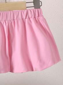 2pcs Toddler Girls Cute Vacation Style Vest Top + Shorts Set, Lightweight For Summer